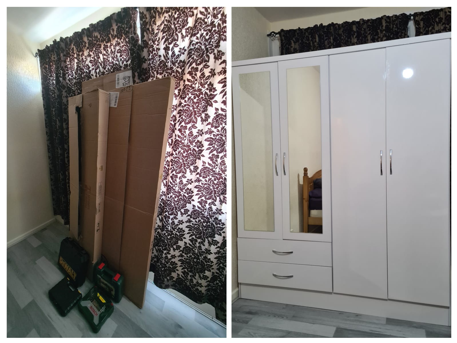 Mirrored wardrobe assembly